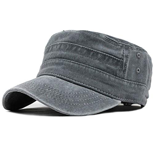 Yixda Unisex Vintage Military Army Flat Cap Verstellbare Baseballmütze Kappe (Grau) von Yixda
