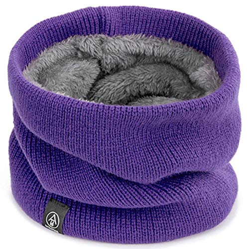 Yixda Unisex Winter Loop Schal Halswärmer Schlauchschal Fleece Innenfutter Strickschal (Lila) von Yixda