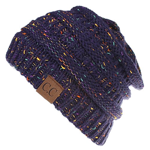 Yixda Unisex Wintermütze Messy High Bun Pferdeschwanz Slouch Beanie Mütze (Marine) von Yixda