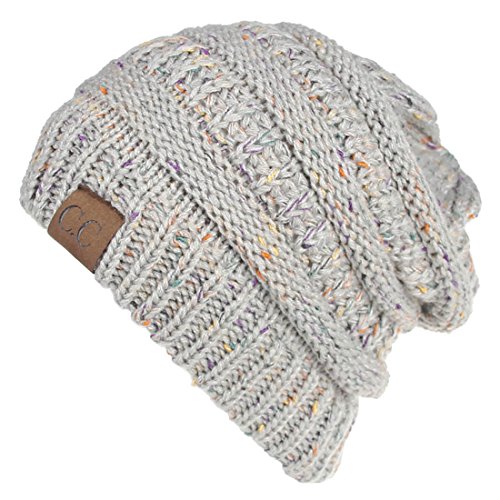 Yixda Unisex Wintermütze Messy High Bun Pferdeschwanz Slouch Beanie Mütze (Hellgrau) von Yixda