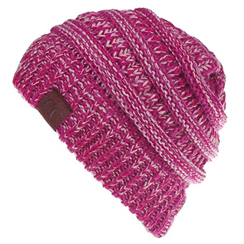 Yixda Unisex Wintermütze Messy High Bun Pferdeschwanz Slouch Beanie Mütze (Mix Hot Pink) von Yixda