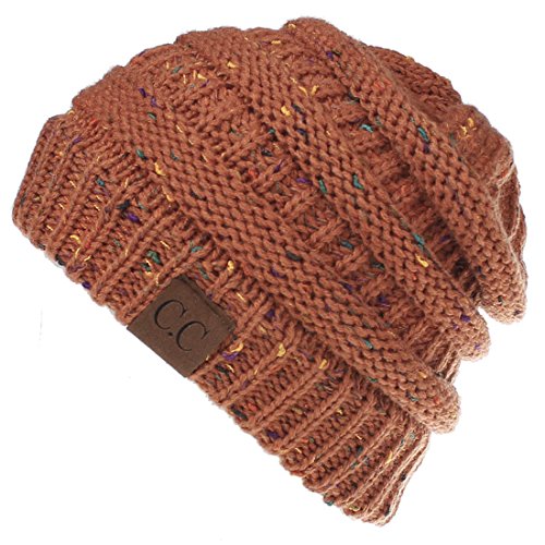 Yixda Unisex Wintermütze Messy High Bun Pferdeschwanz Slouch Beanie Mütze (Rost) von Yixda