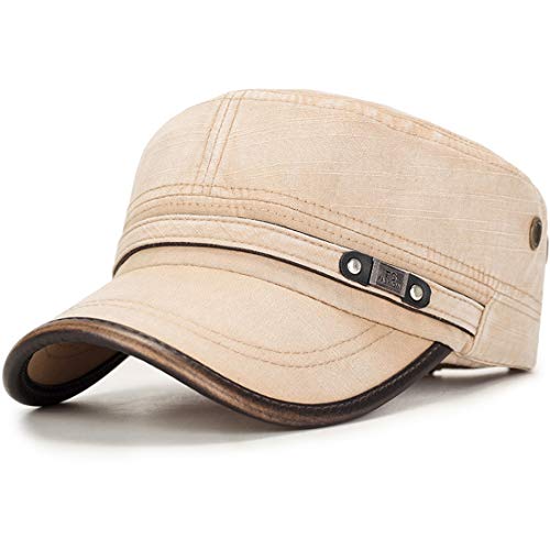 Yixda Vintage Military Army Cap Verstellbar Schirmmütze Sonnen Baseball Kappe (Beige) von Yixda