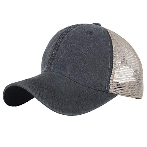 Yixda Vintage Snapback Mesh Baseball Cap Sonnenhut Verstellbar Trucker Kappe (Schwarz) von Yixda