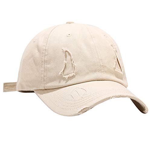 Yixda Vintage Washed Baseball Cap Verstellbar Distressed Cotton Baseballmütze Sport Kappe (Beige) von Yixda