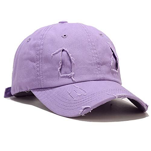 Yixda Vintage Washed Baseball Cap Verstellbar Distressed Cotton Baseballmütze Sport Kappe (Lila) von Yixda