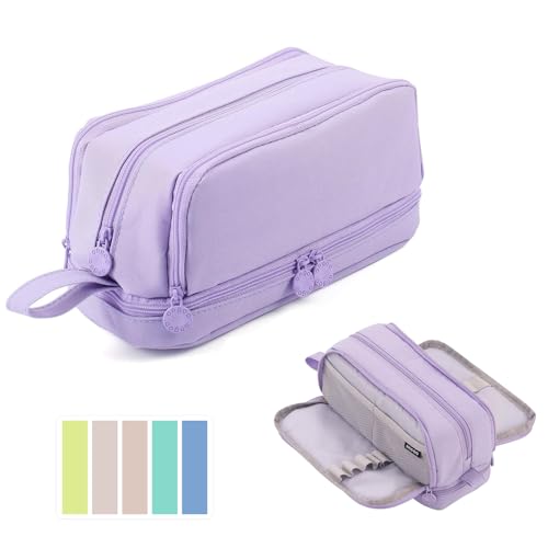 Yixinhe Federmäppchen mit großer Kapazität, Federmäppchen mit Haftnotizen und 4 Fächern, multifunktionaler Schreibwaren-Organizer für Mädchen und Jungen, Büro-Make-up-Tasche, tragbare Stifttasche für von Yixinhe