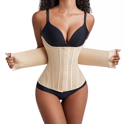 Yixinly Korsett Damen Bauchweg Doppelte Verschlüsse, Waist Trainer Doppellagiges Verschlusssystem Bauchweggürtel Damen Waisttrainer Taillenformer, Verbessern Sie die Körperformung Beige (XXS) von Yixinly