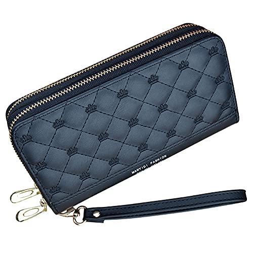 Yixuan Geldbörse Damen Gross mit Doppeltem Reißverschluss PU Leder Geldbörse Damen Viele Fächer Geldbörse mit Handyfach für Frauen Große Kapazität mit Mehreren Kartensteckplätzen von Yixuan