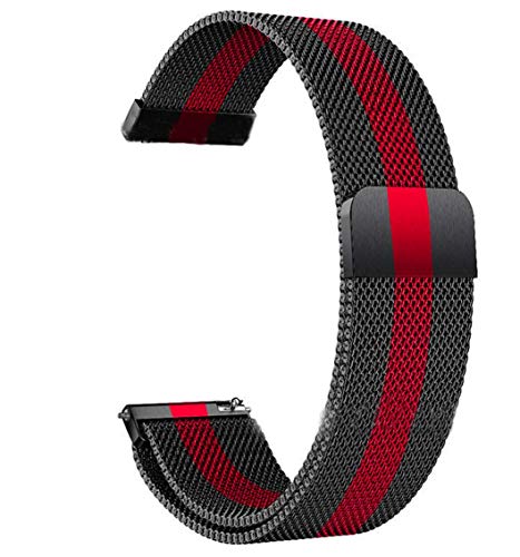 Yiyida Herren Damen Edelstahl Magnet Armbänder Schnellspanner Uhrenarmband 18mm 20mm 22mm,Rot + Schwarz von Yiyida