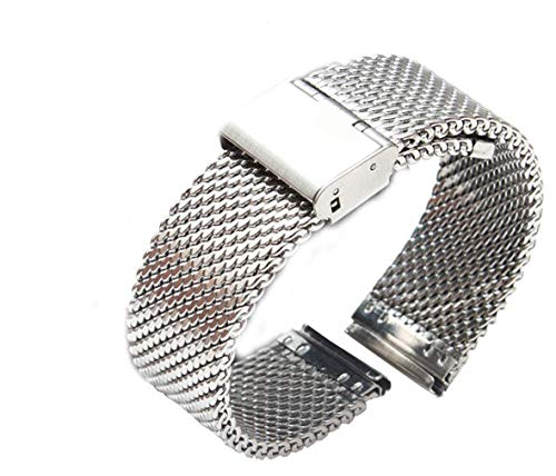 Unisex Edelstahl Uhrenarmband Mesh Metallarmband 16 18 20 22 24 mm Breite Ersatzarmband für Damen und Herren Uhren von Yiyida