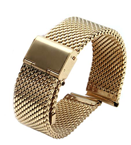 Unisex Edelstahl Uhrenarmband Mesh Metallarmband 16 18 20 22 24 mm Breite Ersatzarmband für Damen und Herren Uhren von Yiyida