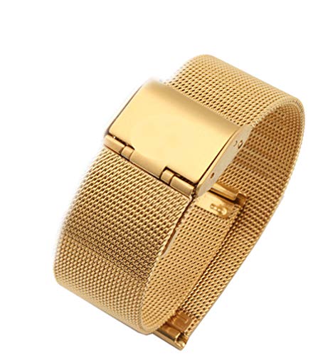 Unisex Mesh Edelstahl Uhrenarmband für Herren Damen Doppel-Druckknopf Schnalle Mailänder Metallarmband von Yiyida