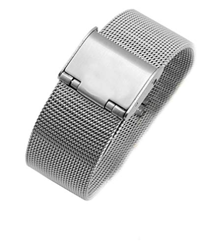 Unisex Mesh Edelstahl Uhrenarmband für Herren Damen Doppel-Druckknopf Schnalle Mailänder Metallarmband von Yiyida