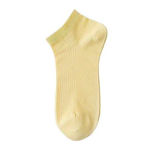 Yizelli 3 Paar Knöchel Kurze Socken für Frauen Sommer Dünne Atmungsaktive Feuchtigkeitsableitende Socken (Hellgelb) von Yizelli