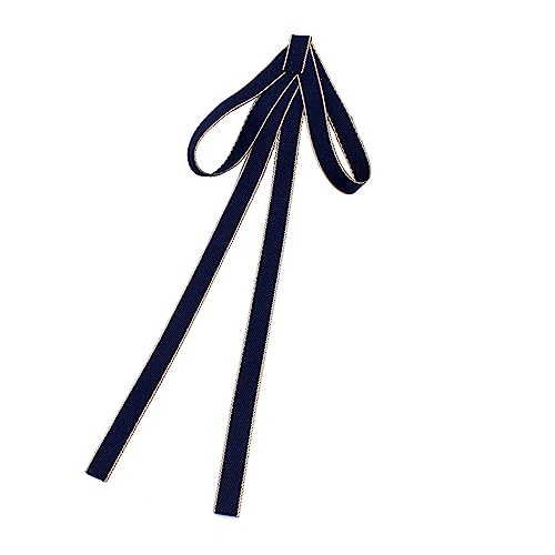Yizelli Damen Fliege Krawatte Brosche Hemd Krawatte Langes Band Vorgebundene Halskrawatte Bluse Kragen Zubehör Schleife Pin (Dunkelblau) von Yizelli