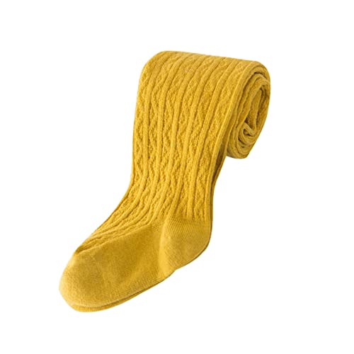 Yizelli Festes Farbe Hohe Taille Leggings für 1-8 Jahre alte Mädchen Schlanke Baumwolle Strumpfhosen für Frühling Herbst (Gelb XXL) von Yizelli