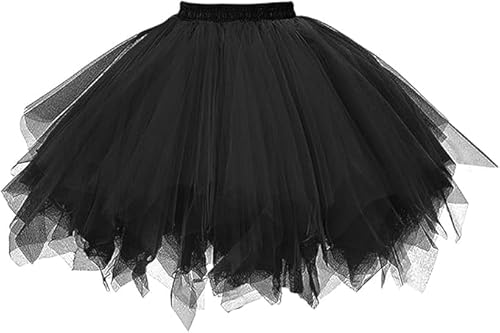 Yizemay Damen Tüllrock Karneval, Klassisch Elastisch Damen, Karneval Kostüm Tüllrock, 50er Vintage Ballet Blase Tanzrock Tanzkleid Ballkleid Kurz Retro von Yizemay