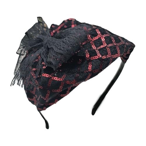 Haarreif mit Spitze, Schleife, Paillettenhut für Damen und Mädchen, ästhetischer französischer Fascinator, Haarreif für Abendkleider, Haarstyling von Yjcnelcr