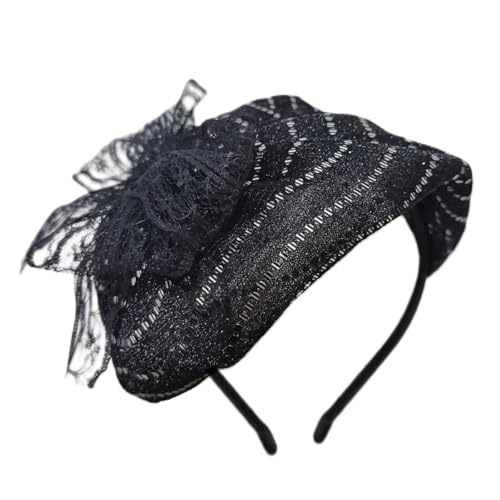 Spitzen-Haarreif mit Schleife, für Damen, französisches Stirnband, süßer Fascinator, Hut, Abendkleid, Haarband für formelle Anlässe von Yjcnelcr