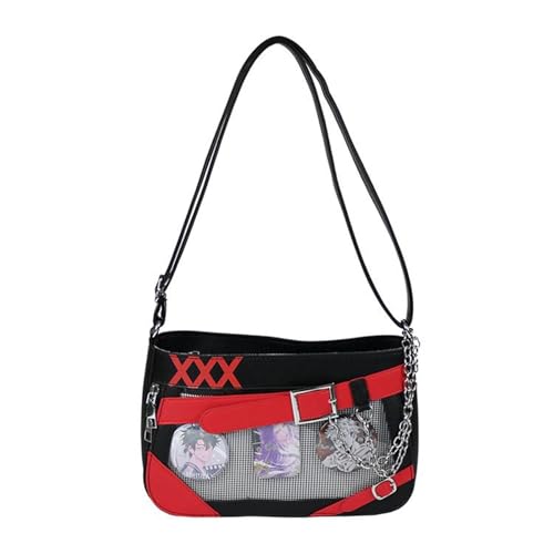 Yjcnelcr Damenabzeichen Display Tasche PU Leder Crossbody Large Schulter Mit Verstellbarem Riemen Für Die Arbeitsschule Und Reise Ästhetischer Messengerbeutel von Yjcnelcr