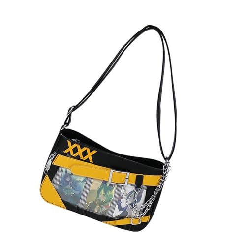 Yjcnelcr Damenabzeichen Display Tasche PU Leder Crossbody Large Schulter Mit Verstellbarem Riemen Für Die Arbeitsschule Und Reise Ästhetischer Messengerbeutel von Yjcnelcr