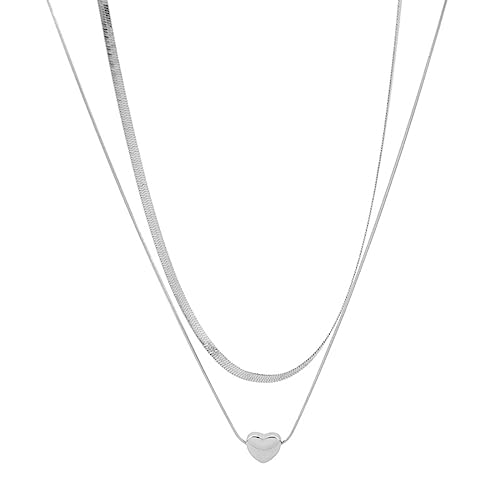 Yjcnelcr Einzigartiger Herz-Anhänger Halskette Doppellagiger Anhänger Choker Edelstahl Kette Choker für Mode von Yjcnelcr