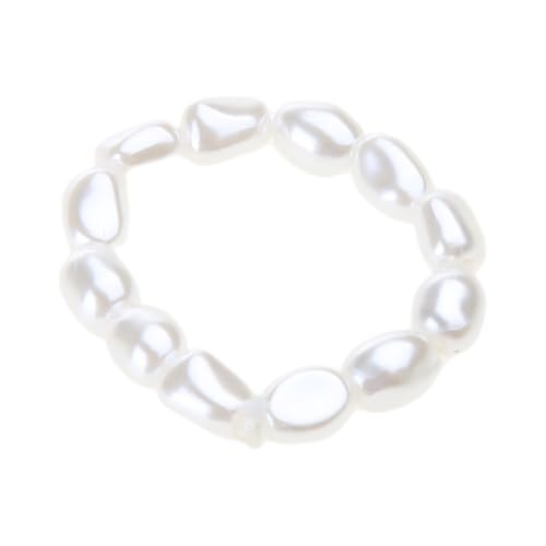 Yjcnelcr Elastische Perlenringe für Frauen-Geometrischem Design-Anti-Stress Ring-Frischwasserperlen für Fingeraccessoires von Yjcnelcr