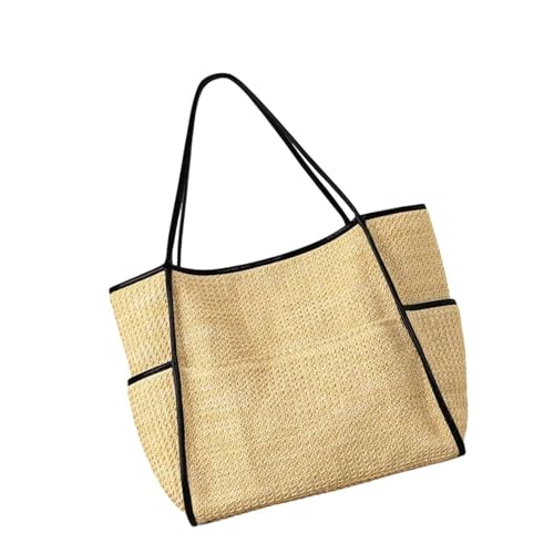 Yjcnelcr Elegante Große Kapazität Gewebte Umhängetasche Lässige Unterarmtasche Reisehandtasche Für Beachurlaubseinkäufe Und Picknicks Stroh Umhängetasche von Yjcnelcr