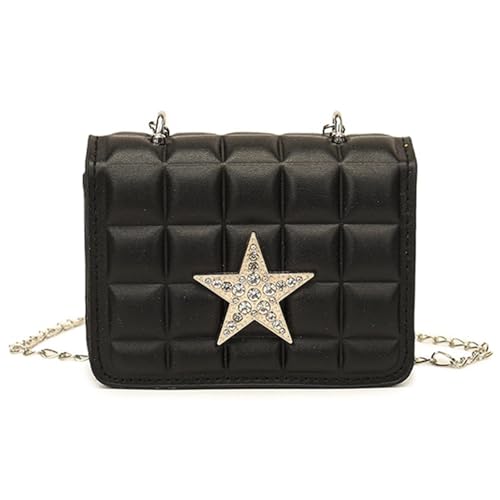 Yjcnelcr Frauen Bag Trendy Schulter Strassstern Star Dating PU Leder Crossbody Kette Kleine Quadratische Strassstar Schulter Für Frauen Square Crossbody Dating von Yjcnelcr