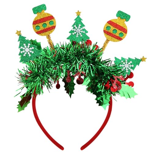Yjcnelcr Fröhliches Weihnachts-Stirnband mit bunten Streifen und Feiertags-Ornamenten, Kopfbedeckung zum Stylen jeder Frisur von Yjcnelcr