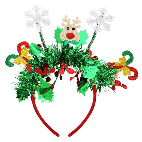 Yjcnelcr Fröhliches Weihnachts-Stirnband mit bunten Streifen und Feiertags-Ornamenten, Kopfbedeckung zum Stylen jeder Frisur von Yjcnelcr