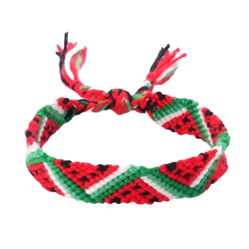 Yjcnelcr Geflochtenes Armband mit Wassermelonen-Motiv, Unisex, verstellbar, Baumwollarmband, Handgelenkschmuck für Freizeit oder Freizeit von Yjcnelcr