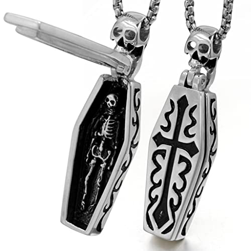 Yjcnelcr Gothic-Halskette aus Edelstahl für Vampir, Sarg, Anhänger für Damen und Herren, Totenkopf-Halsketten, Skelett-Schmuck Yjcnelcr Gothic-Halskette aus Edelstahl für Vampir, Sarg, Anhänger für Damen und Herren, Totenkopf-Halsketten, Skelett-Schmuck von Yjcnelcr