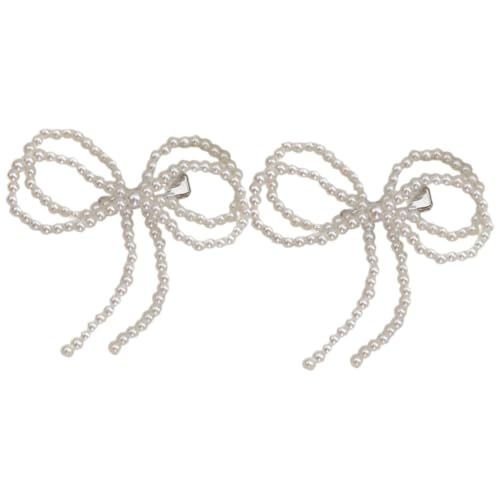 Yjcnelcr Haarspangen für Damen, Gothic, flache Haarspangen, Perlen, Haarspangen, 2000er Jahre, Balletcore-Strauß, Ornament, elegante Schleife, niedliches Ornament, Haarnadeln, Haarschmuck für Frauen von Yjcnelcr