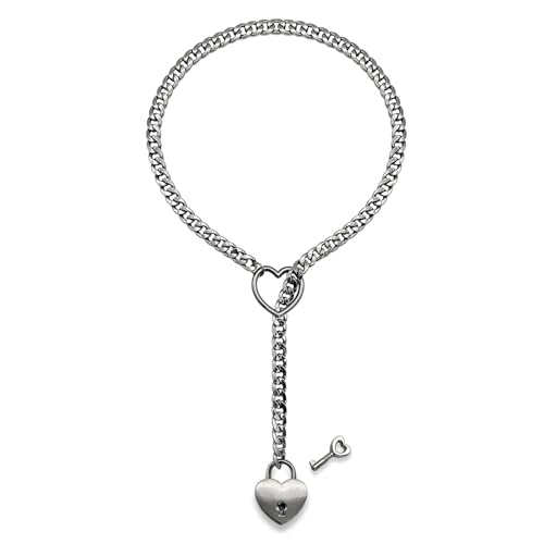 Yjcnelcr Halskette mit Herz-Anhänger für Damen, modisch, verstellbar, Temperament, Halsschmuck, Hip-Hop-Choker, Edelstahl von Yjcnelcr
