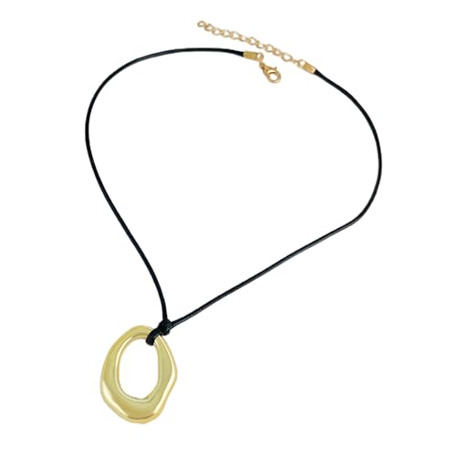 Yjcnelcr Halskette mit geometrischem Anhänger, unregelmäßig geformt, modischer Party-Schmuck für Damen, Lederband CCB von Yjcnelcr