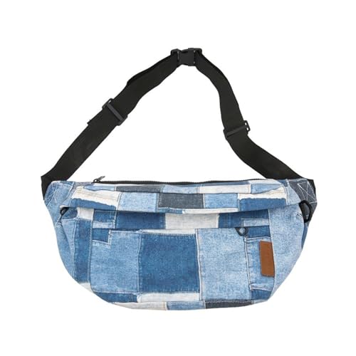 Yjcnelcr Handtaschen für Damen, Geldbörsen, Schultertasche für Mädchen, Denim, Brusttasche, Hüfttasche, multifunktionale Crossbody-Tasche, Gürteltasche, blau von Yjcnelcr