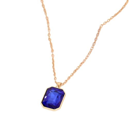 Yjcnelcr Mehrzweck-Halskette mit geometrischem quadratischem Kristall-Anhänger, aus stabiler Legierung, Zubehör für Damen, Metall von Yjcnelcr