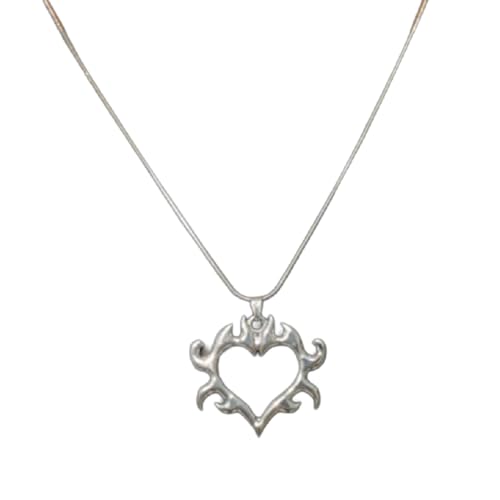 Yjcnelcr Stilvolle Ornament Edelstahl Halskette/Ohrringe/Schlüsselanhänger mit Flamme Herz Elegantes Unisex Accessoire, Edelstahl Yjcnelcr Stilvolle Ornament Edelstahl Halskette/Ohrringe/Schlüsselanhänger mit Flamme Herz Elegantes Unisex Accessoire, Edelstahl von Yjcnelcr
