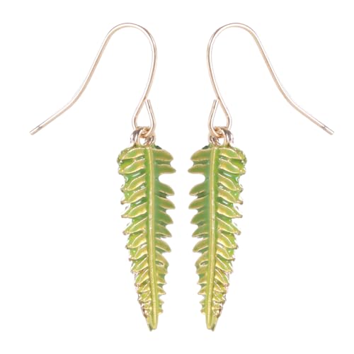 Yjcnelcr Zarte Blattförmige Ohrringe, Farnblatt-Ohrringe, grünes Blatt, baumelnder Haken, einzigartiger Schmuck, für Damen und Mädchen von Yjcnelcr