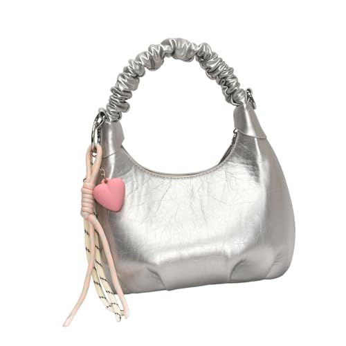 Yjcnelcr Zeitgenössische Handtasche PU Leder Umhängetasche Ruched Crossbody Purse Stilvolle Satchel Für Ungezwungene Einkäufe Oder Reisen Weiche PU Leder Freizeittasche von Yjcnelcr