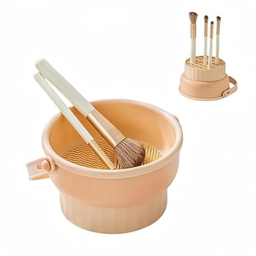 Makeup Pinsel Reinigungsmatte 3-in-1Silikon-Make-up-Pinsel-Reinigungsschale, Make-up-Pinsel-Trocknungshalter Und Comestic-Pinsel-Organizer, Mit Trageband Zum Puderquaste Und Pinsel von Yjkedfh