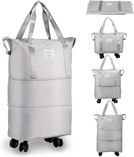 Yjkedfh Reisetasche Mit Rollen, Erweiterbare Faltbare Reisetasche Mit Rollen Und Griff Für Die Reise, Wochenend-Reisetasche Mit Abnehmbaren Rollen Für Damen Und Herren von Yjkedfh