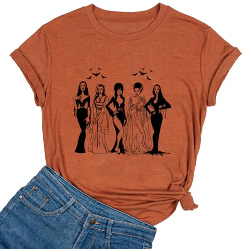Ykomow Ghouls Just Wanna Have Fun Shirt Damen Vintage Halloween Golden Ghouls Graphic Tees, Orange-9, X-Groß von Ykomow