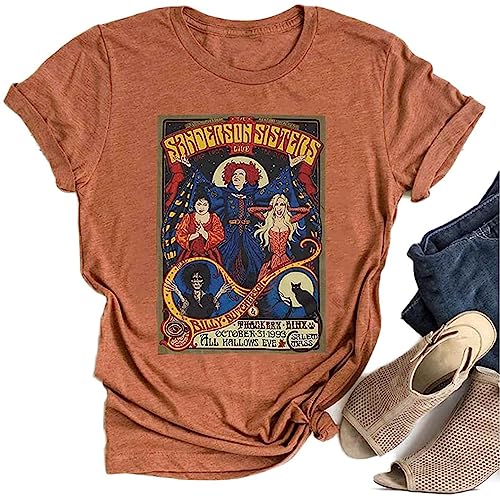 Ykomow Halloween Movie Shirts for Women Vintage Sanderson Sisters Witch Graphic Tees (S, Orange-2) von Ykomow