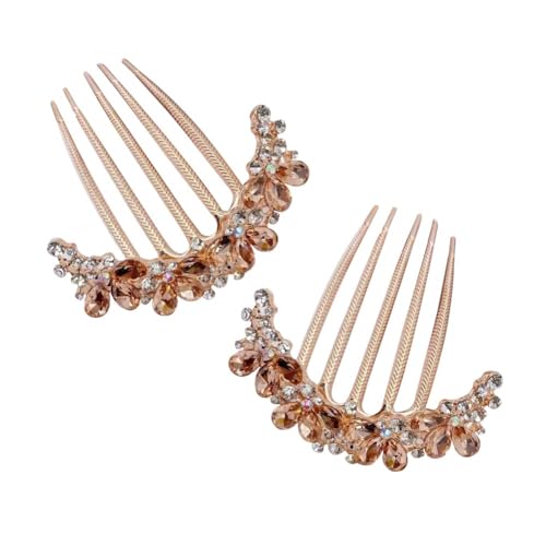 Haarkamm mit glitzernden Strasssteinen, Kristall-Metall-Haarkämme mit langen Zähnen, Strass, Kristall, Blume, Haarspangen, Haarnadeln, Haarknoten-Clips, Hochsteckfrisur-Zubehör für Mädchen und Frauen von Ykybhx