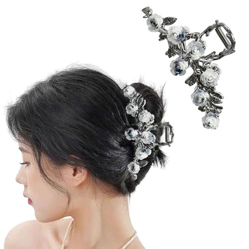 Haarklammern, Kamelie Blume Platte Haarspange Große Legierungen Rutschfeste Starke Haarklammern für Frauen Dickes oder Dünnes Haar Accessoire von Ylapagne