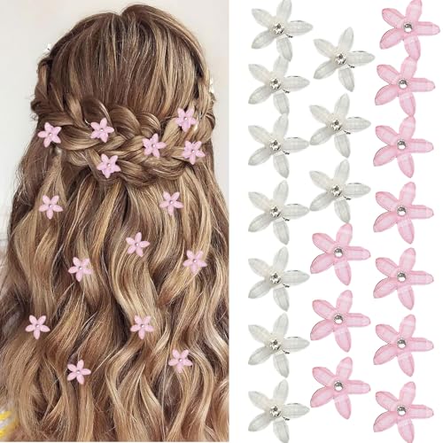 Mini-Blumen-Haarspangen, geflochtene Blumen-Haarspangen mit niedlichem Strass, Haarschmuck für Damen, Braut, Hochzeit, Party, 20 Stück Mini-Blumen-Haarspangen, geflochtene Blumen-Haarspangen mit niedlichem Strass, Haarschmuck für Damen, Braut, Hochzeit, Party, 20 Stück von Ylapagne