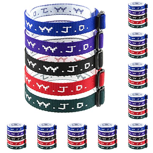 Yleena WWJD Armbänder – What Would Jesus Do gewebte Armbänder pro Packung – religiöses christliches WWJD Armband für Spendenaktionen, Rot, Grün, Blau, Schwarz und Lila, perfekt für Männer und Frauen Yleena WWJD Armbänder – What Would Jesus Do gewebte Armbänder pro Packung – religiöses christliches WWJD Armband für Spendenaktionen, Rot, Grün, Blau, Schwarz und Lila, perfekt für Männer und Frauen von Yleena